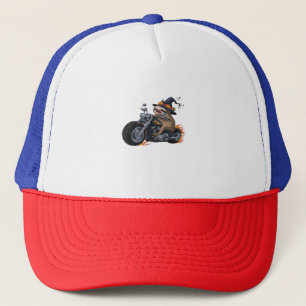 Gorra De Camionero Espeluznante moto montada en Halloween Biker Fun C