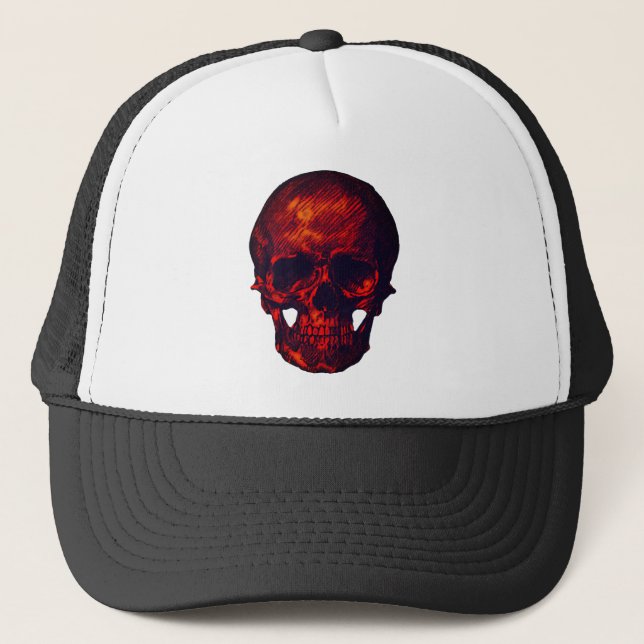 Gorra De Camionero Espeluznante Scary Spooky Red Skull (Anverso)