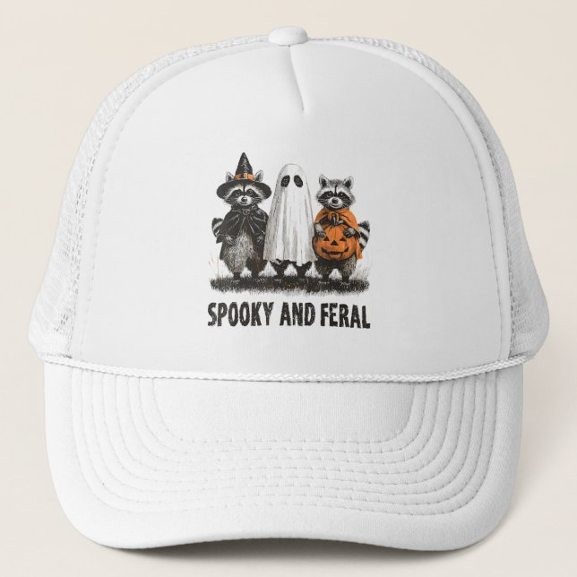 Gorra De Camionero Espeluznante Y Feral Halloween Tía Fantasma (Anverso)