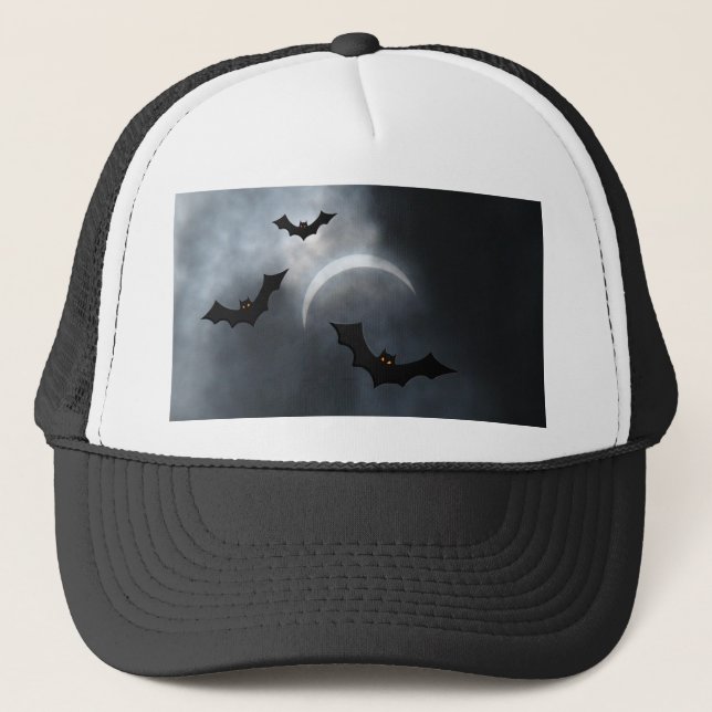 Gorra De Camionero Espeluznantes Murciélagos De Halloween En Eclipse (Anverso)