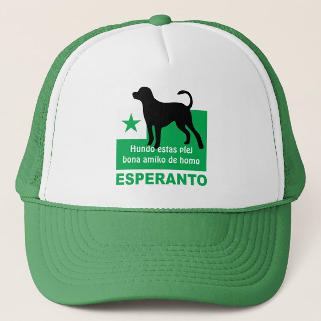 Gorra De Camionero Esperanto / "Hundo estas plej bona amiko de homo", (Anverso)