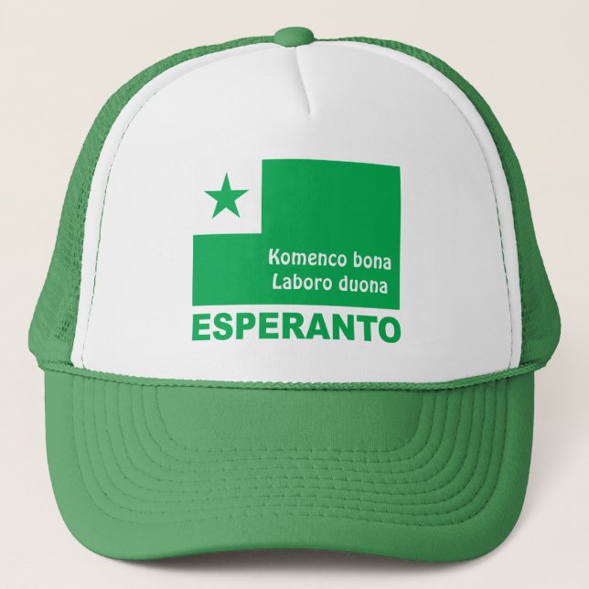 Gorra De Camionero Esperanto / "Komenco bona Laboro duona", (Anverso)