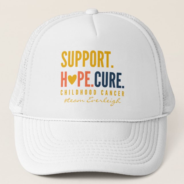 Gorra De Camionero esperanza de apoyo al cáncer infantil Nombre perso (Anverso)