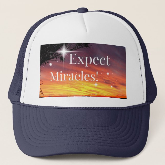Gorra De Camionero Esperar Milagros Sparkle Sunset ponerse bien pront (Anverso)