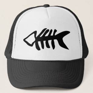 Gorra De Camionero espinas de pez negras de los pescados