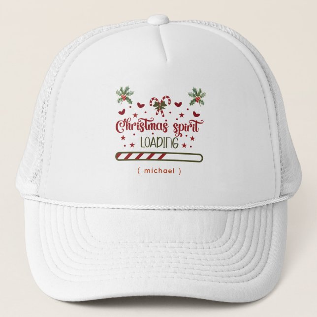 Gorra De Camionero Espíritu de Navidad Personalizado Cargando (Anverso)
