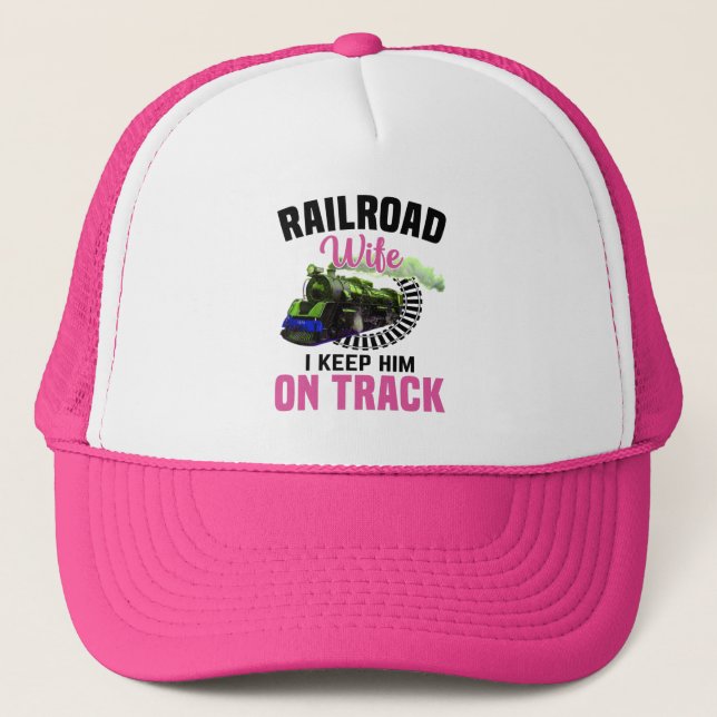 Gorra De Camionero Esposa ferroviaria lo mantiene en el motor del tre (Anverso)