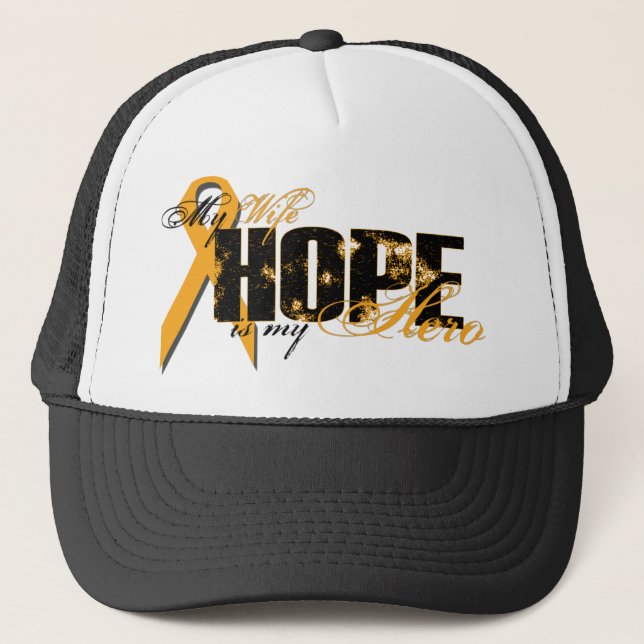 Gorra De Camionero Esposa mi héroe - esperanza de la leucemia (Anverso)