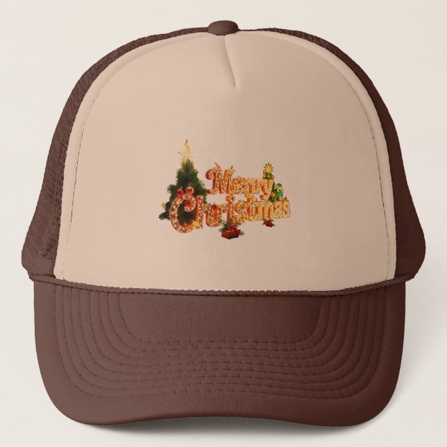 Gorra De Camionero Espuma de Navidades dorados - Árbol festivo (Anverso)