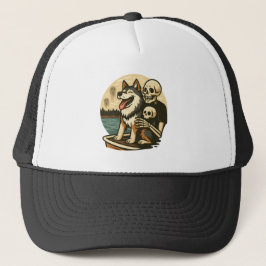 Gorra De Camionero Esqueleto con Perro en Arte de Terror del Lago Emb