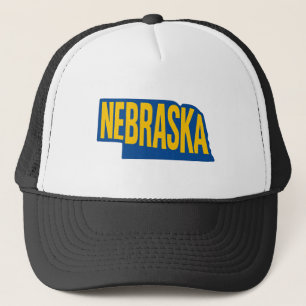 Gorra De Camionero Esquema de estado de Nebraska Negrita Amarillo y