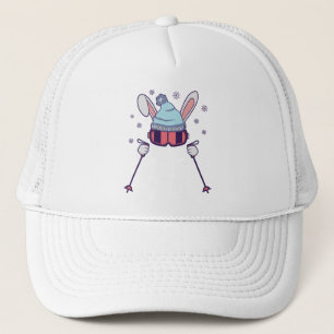 Gorra De Camionero Esquí Conejo con polos de esquí casero