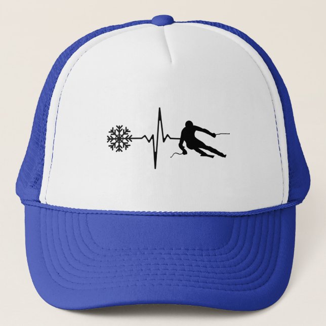 Gorra De Camionero Esquí - Regalo de esquí de ritmo cardíaco (Anverso)