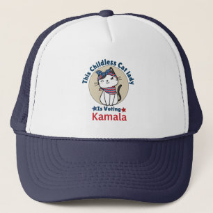 Gorra De Camionero Esta dama de gato sin hijos está votando a Kamala