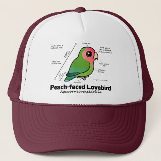 Gorra De Camionero estadísticas Melocotón-hechas frente del Lovebird