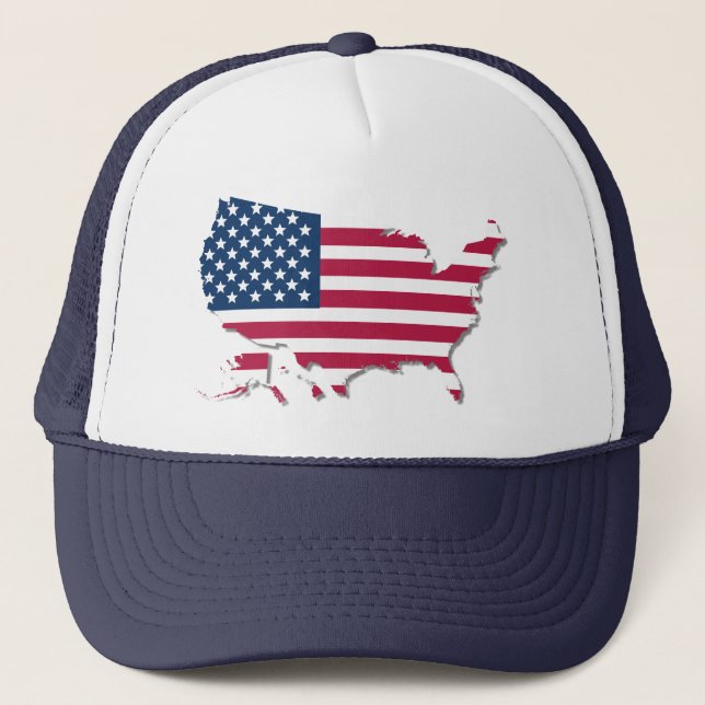 Gorra De Camionero Estados Unidos de América Bandera y Mapa Patriótic (Anverso)