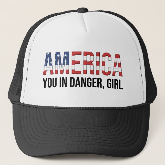 Gorra De Camionero Estados Unidos - Estás En Peligro, Chica (Anverso)