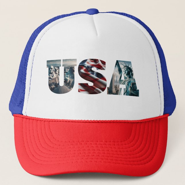 Gorra De Camionero Estados Unidos Patriótico Icónico de imágenes esta (Anverso)