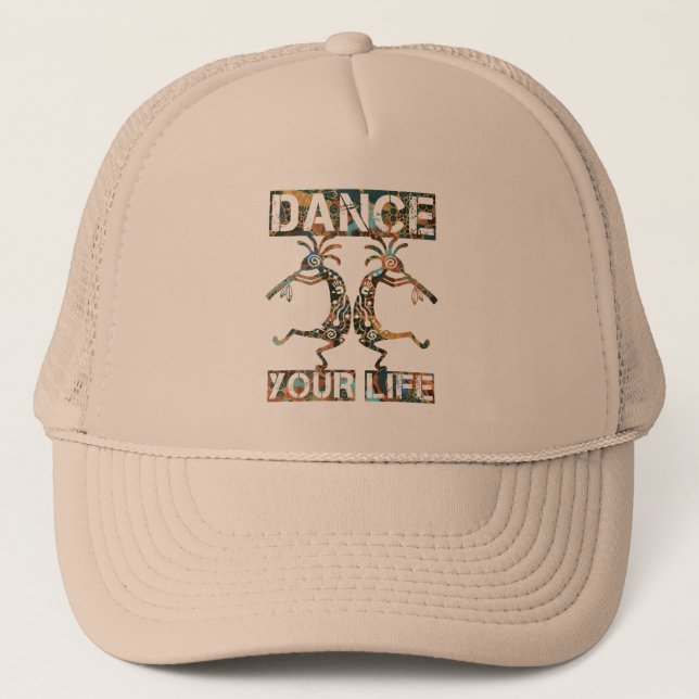 Gorra De Camionero Estadounidenses nativos Kokopelli - Baile tu vida  (Anverso)