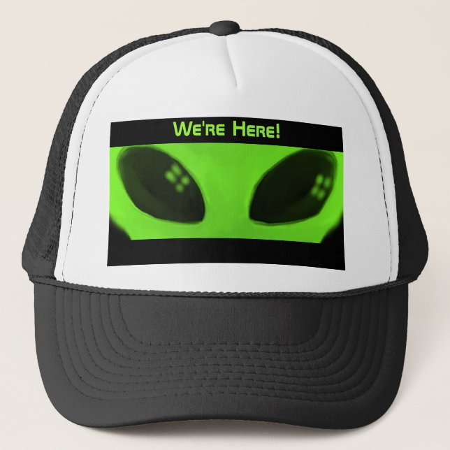 Gorra De Camionero ¡Estamos aquí! casquillo w/words (Anverso)