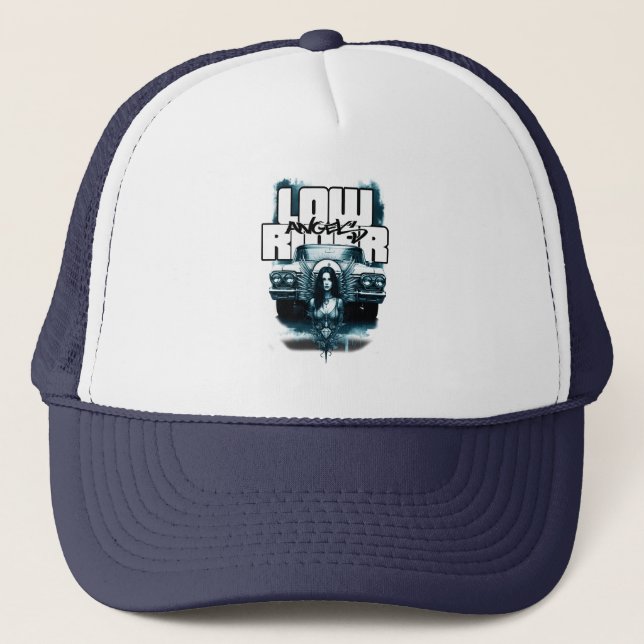 Gorra De Camionero Estampa Carro - Low Rider Angels - Bone (Anverso)