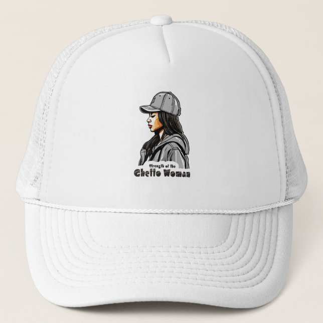 Gorra De Camionero Estampa Hip Hop - Strength of Woman - Bone (Anverso)