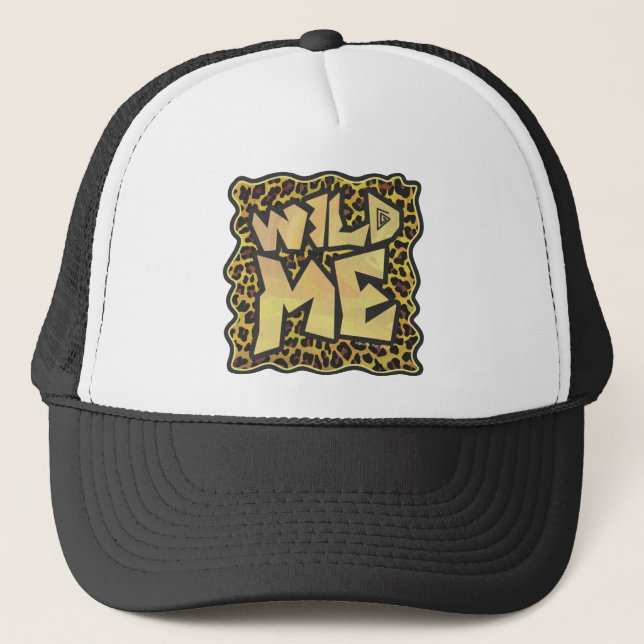 Gorra De Camionero Estampa Salvaje de Leopardo Marrón y Amarillo (Anverso)