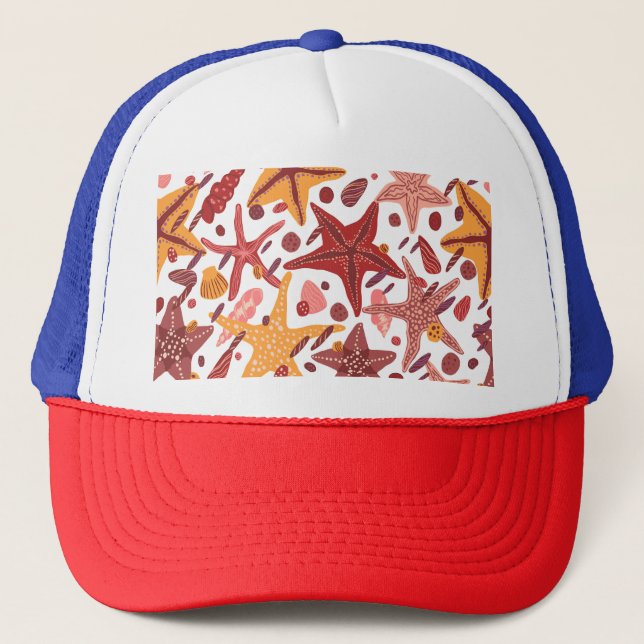 Gorra De Camionero Estanques de Starfish: Patrón del Mar Escandinavo (Anverso)