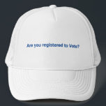 Gorra De Camionero ¿Estás registrado para votar? Demócrata de texto a<br><div class="desc">¿Estás registrado para votar? un Camionero que te ayuda a registrar votantes. Minimalista estilo sencillo y elegante. Texto azul personalizado sobre fondo blanco.</div>