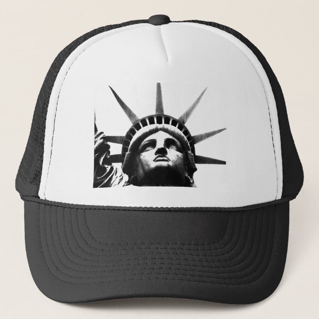 Gorra De Camionero Estatua blanca y negra de la libertad (Anverso)