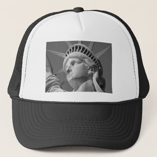 Gorra De Camionero Estatua de la libertad en blanco y negro (Anverso)