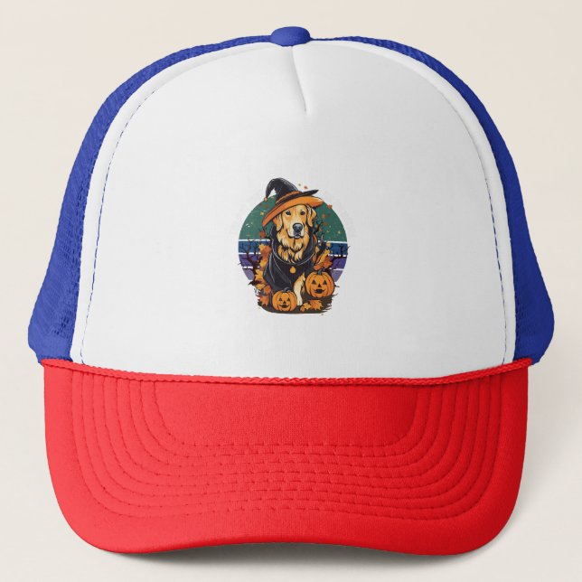 Gorra De Camionero Este es mi asustado disfraz de papá de perro Hallo (Anverso)