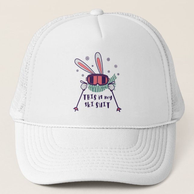 Gorra De Camionero Este es mi Conejo de Esquí con bastones de esquí (Anverso)