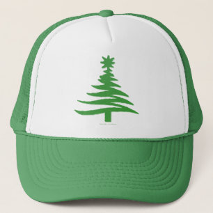 Gorra De Camionero Esténcil de árbol de navidad verde