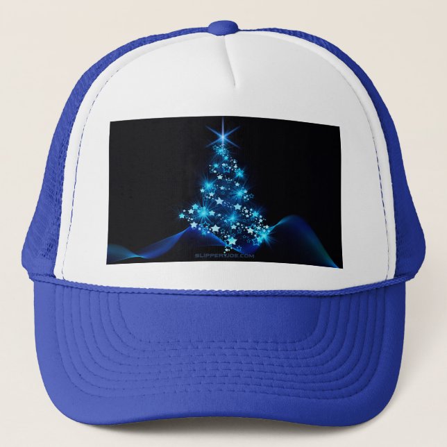 Gorra De Camionero estilizado árbol de Navidad SlipperyJoe azul brill (Anverso)