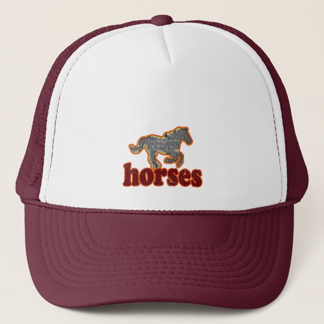Gorra De Camionero estilo de campo animal de caballos (Anverso)