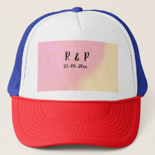 Gorra De Camionero estilo de texto minimalista simple blanco boda ros