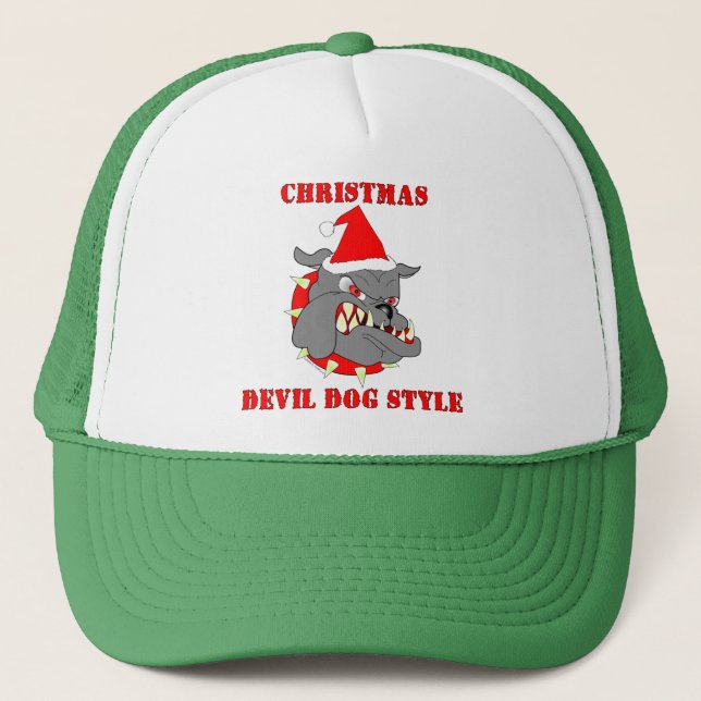 Gorra De Camionero Estilo del perro de diablo del navidad del Cuerpo (Anverso)