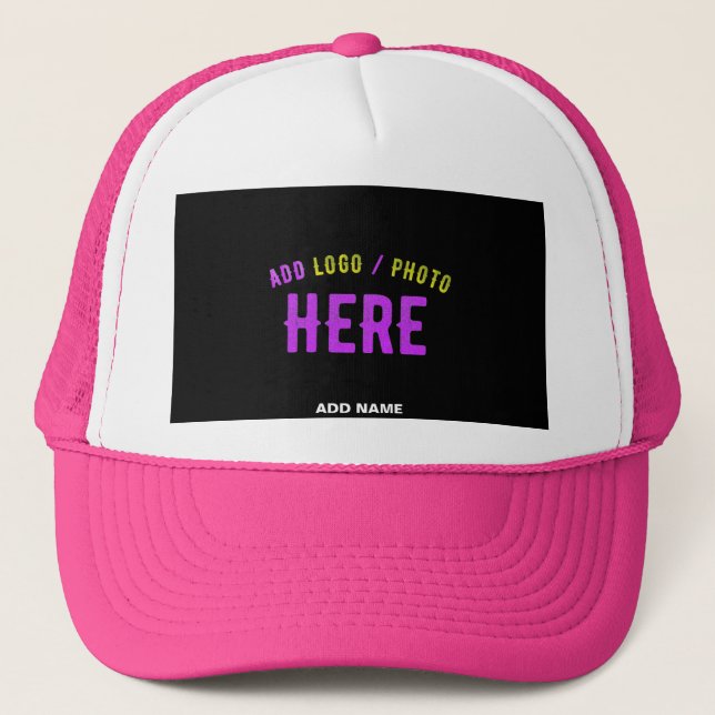 GORRA DE CAMIONERO ESTILO PERSONALIZADO MODERNO BLANCO CALIENTE ROSA  (Anverso)