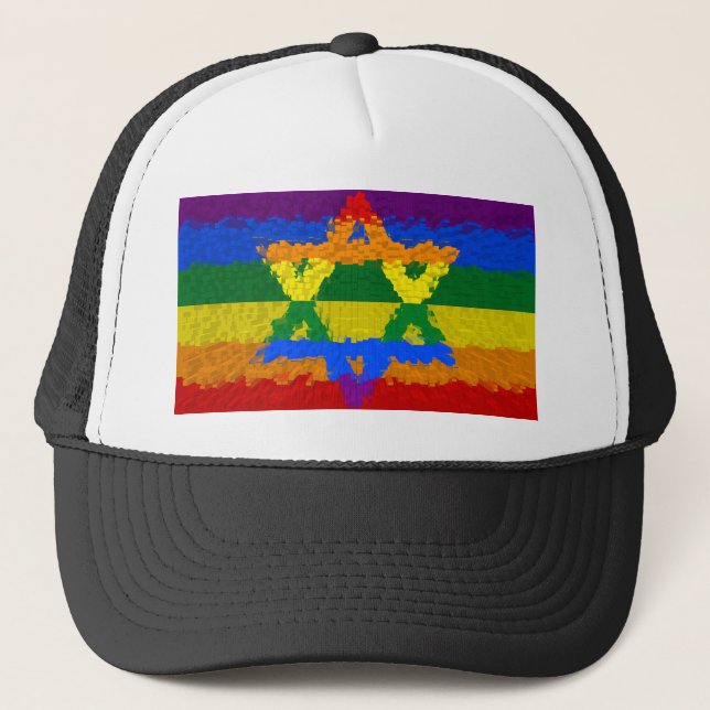 Gorra De Camionero Estrella de David - judío - orgullo gay (Anverso)
