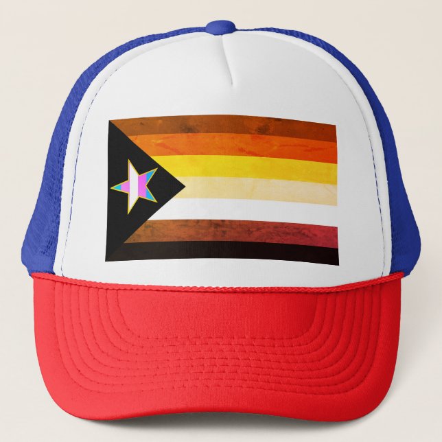 Gorra De Camionero Estrella de la bandera del Orgullo Trans del Oso (Anverso)
