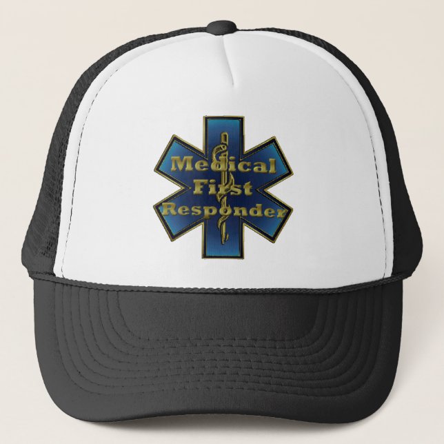Gorra De Camionero Estrella de la vida - primer respondedor médico (Anverso)