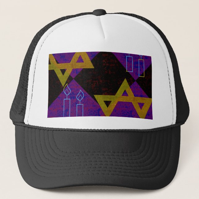 Gorra De Camionero Estrella feliz de Hanukkah de David menorah de Sli (Anverso)