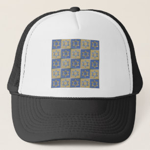 Gorra De Camionero Estrella Judaica De David Metalizado Gold Blue
