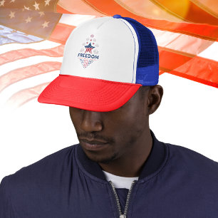 Gorra De Camionero Estrella Patriótica de la Libertad Blanca Roja Azu