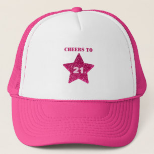 Gorra De Camionero Estrella rosa vitorea al 21° cumpleaños