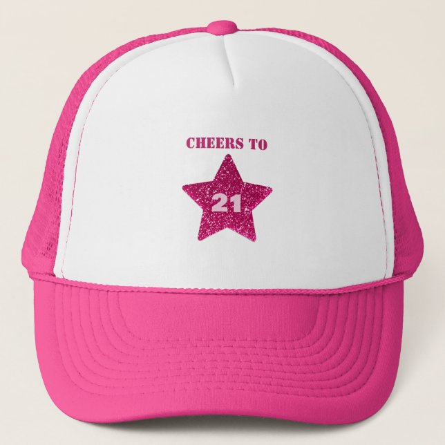 Gorra De Camionero Estrella rosa vitorea al 21° cumpleaños (Anverso)