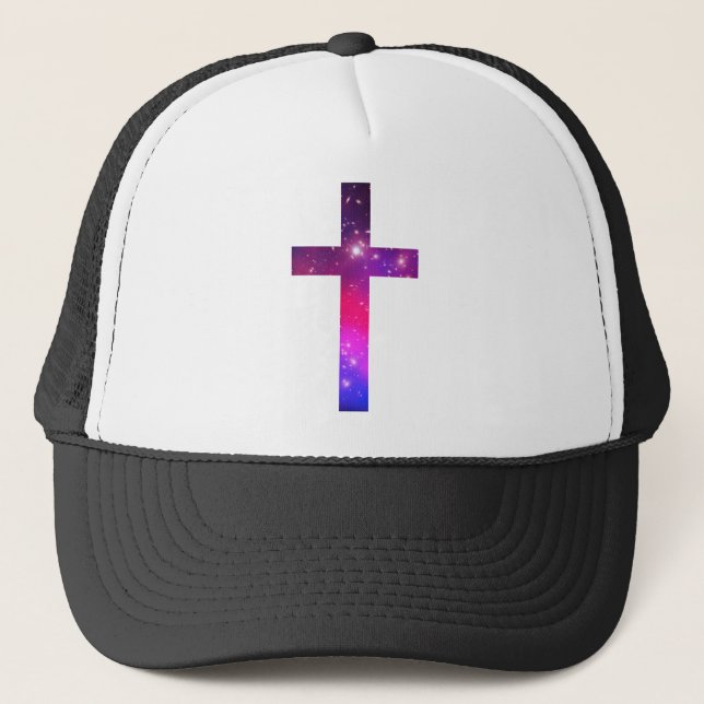 Gorra De Camionero Estrellas azules rosas cruzadas blancas (Anverso)