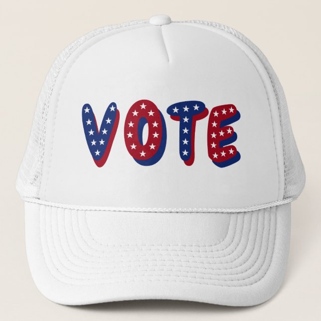 Gorra De Camionero Estrellas De Voto Rojo Blanco Y Azul (Anverso)
