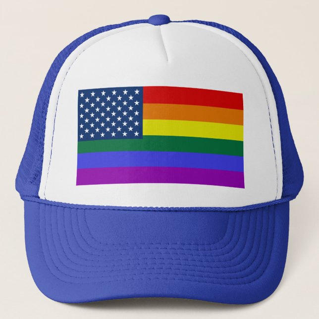 Gorra De Camionero Estrellas y rayas del orgullo gay LGBTQ (Anverso)